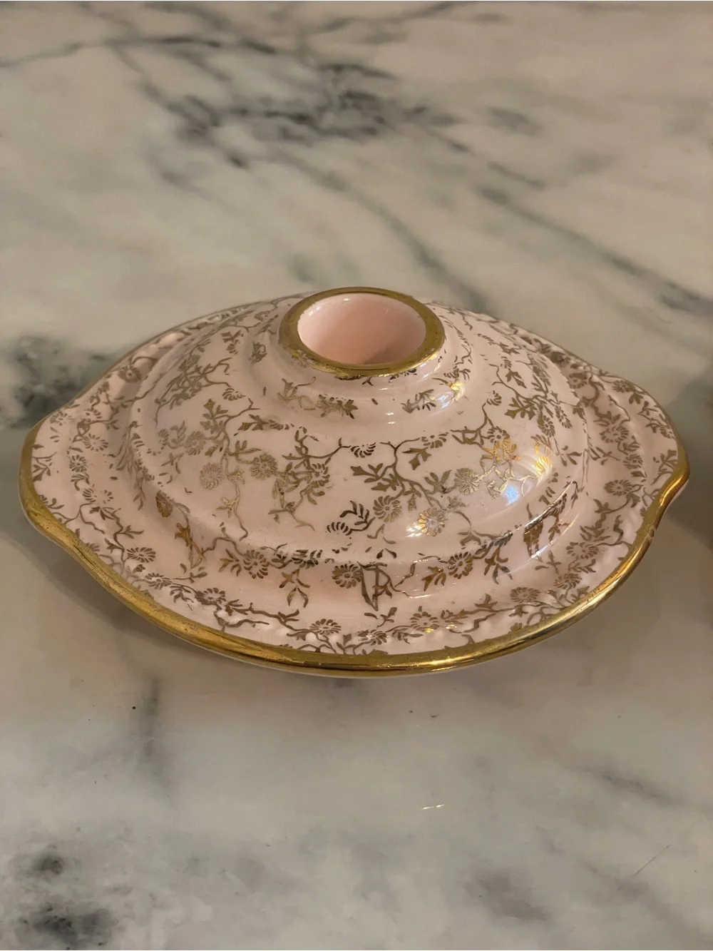 Taylor Smith Taylor Ceramic Light Pink and Gold Candle Stick Holders - Picture 4 of 10